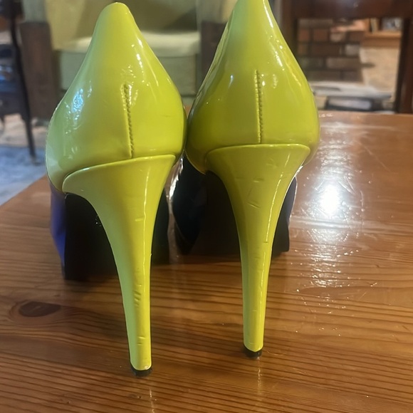 Simply Vera Vera Wang | Cobalt Blue Lime Green Platform Pump Heels 8.5 - Picture 4 of 10